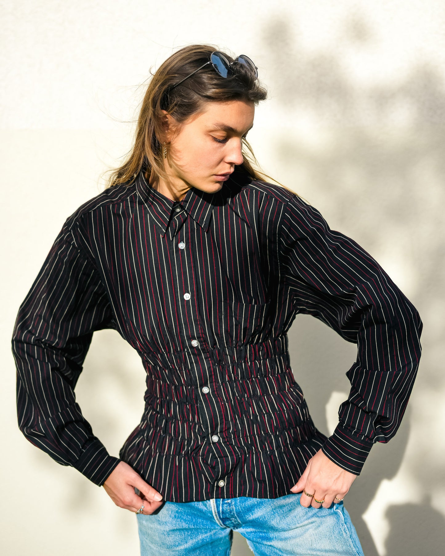 Chemise Colette - noir à rayures