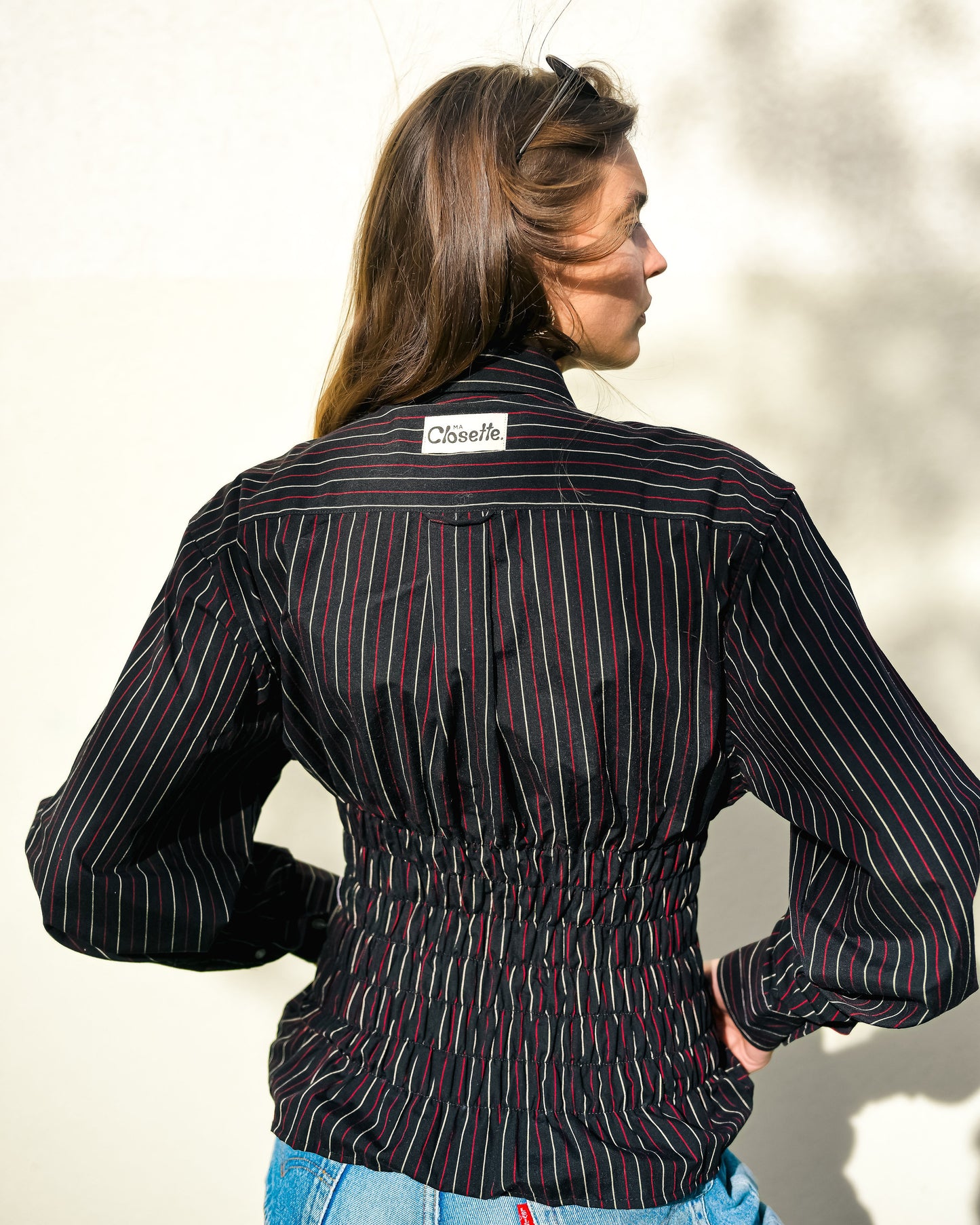 Chemise Colette - noir à rayures