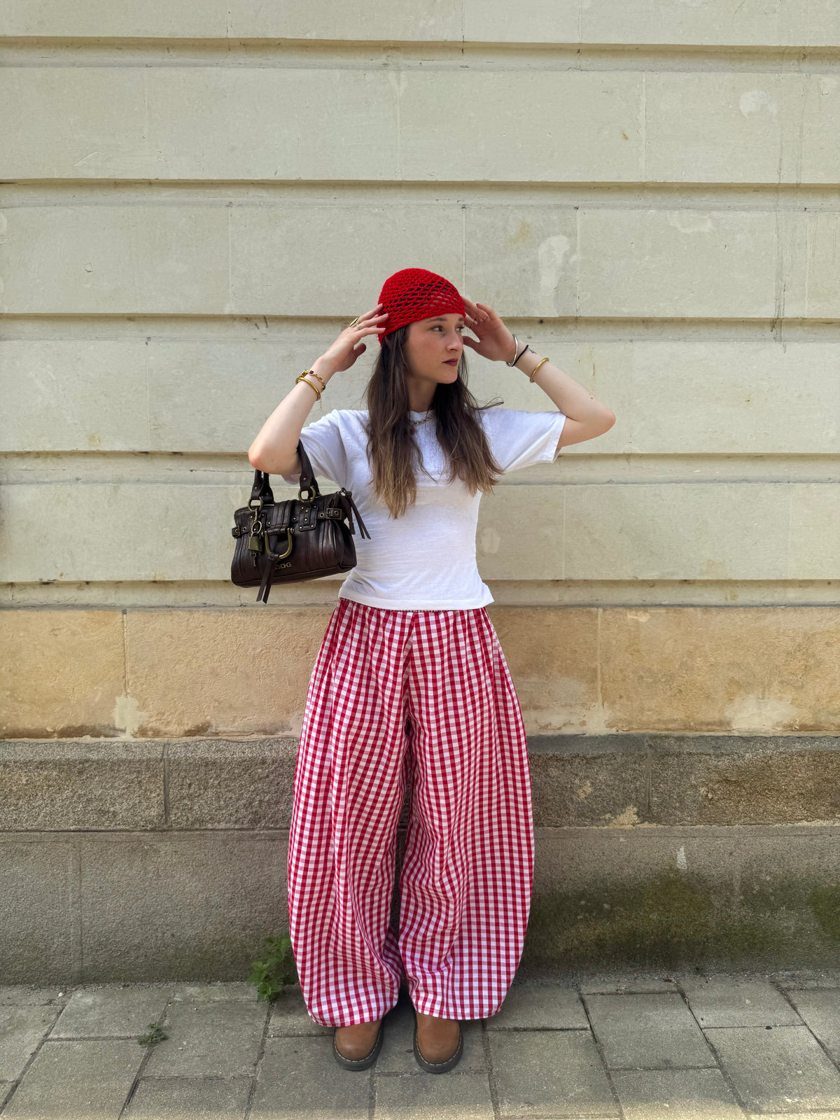 Pantalon Popole - Vichy rouge