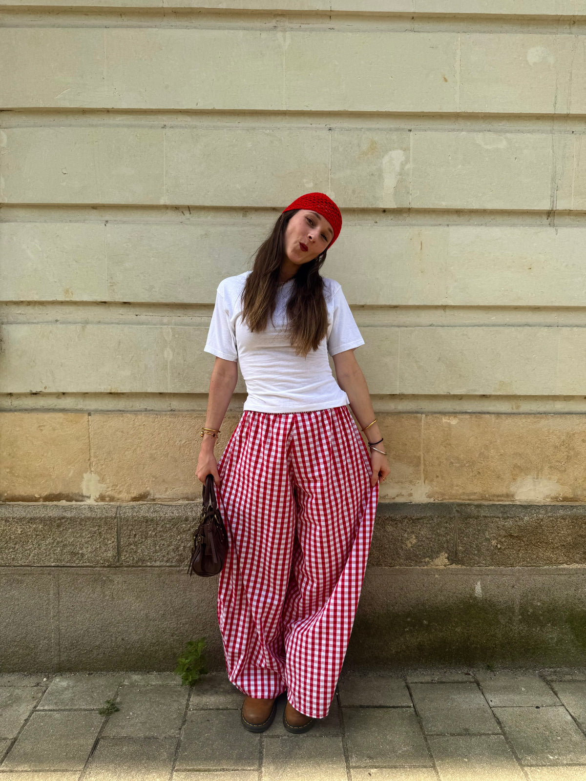 Pantalon Popole - Vichy rouge
