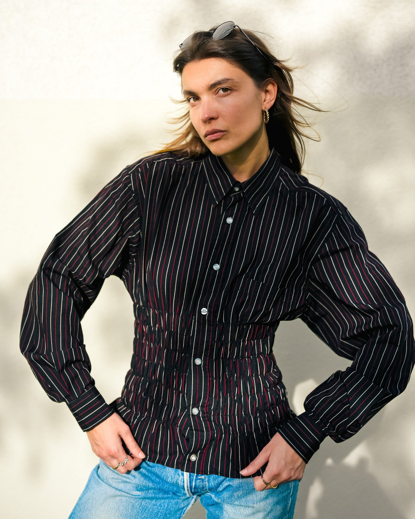 Chemise Colette - noir à rayures
