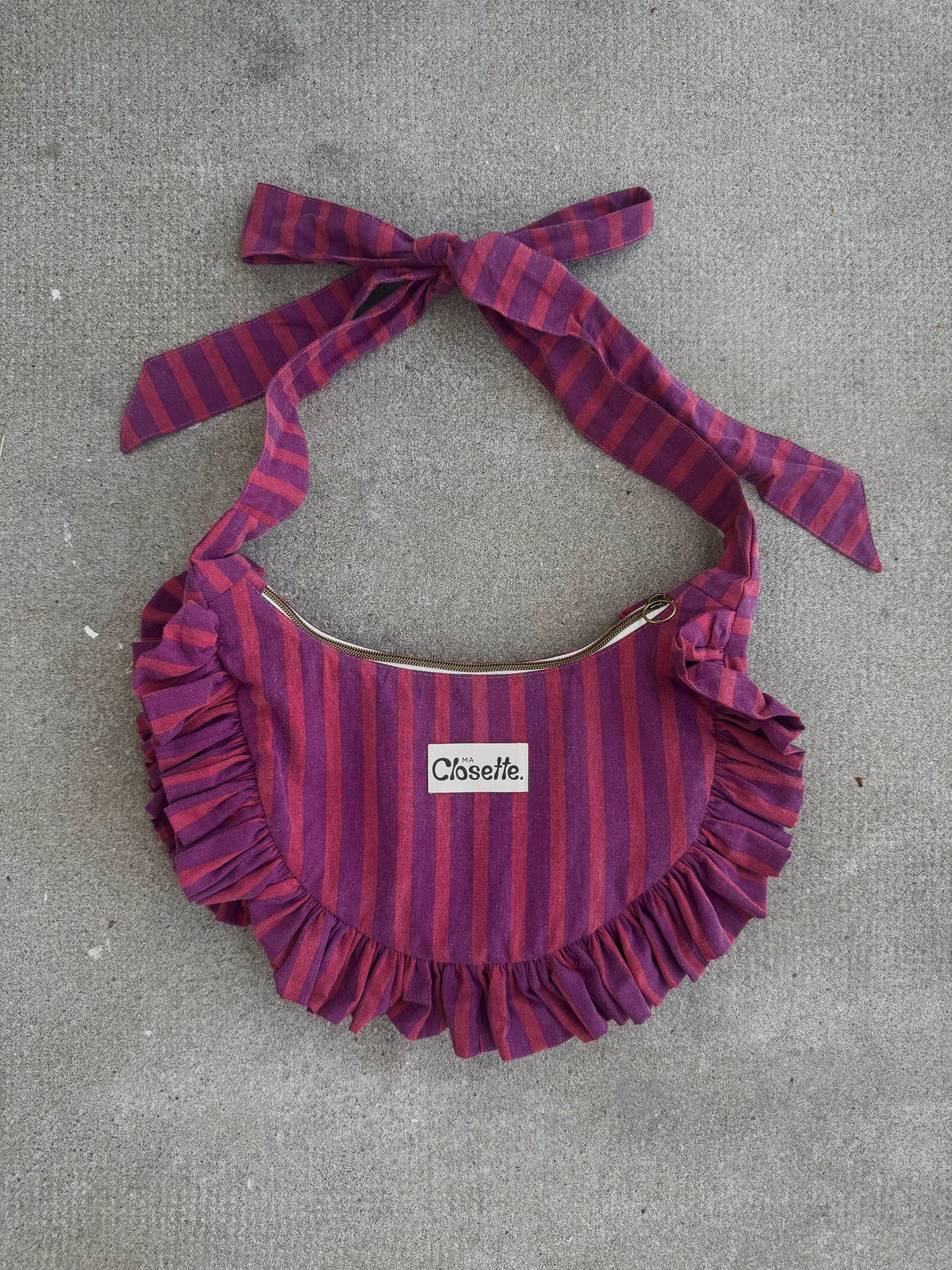 Sac Dede - rayures violet rose