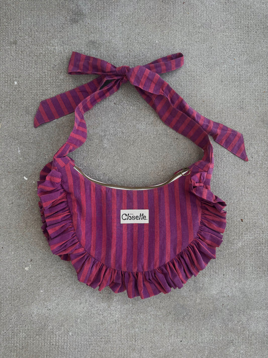 Sac Dede - rayures violet rose