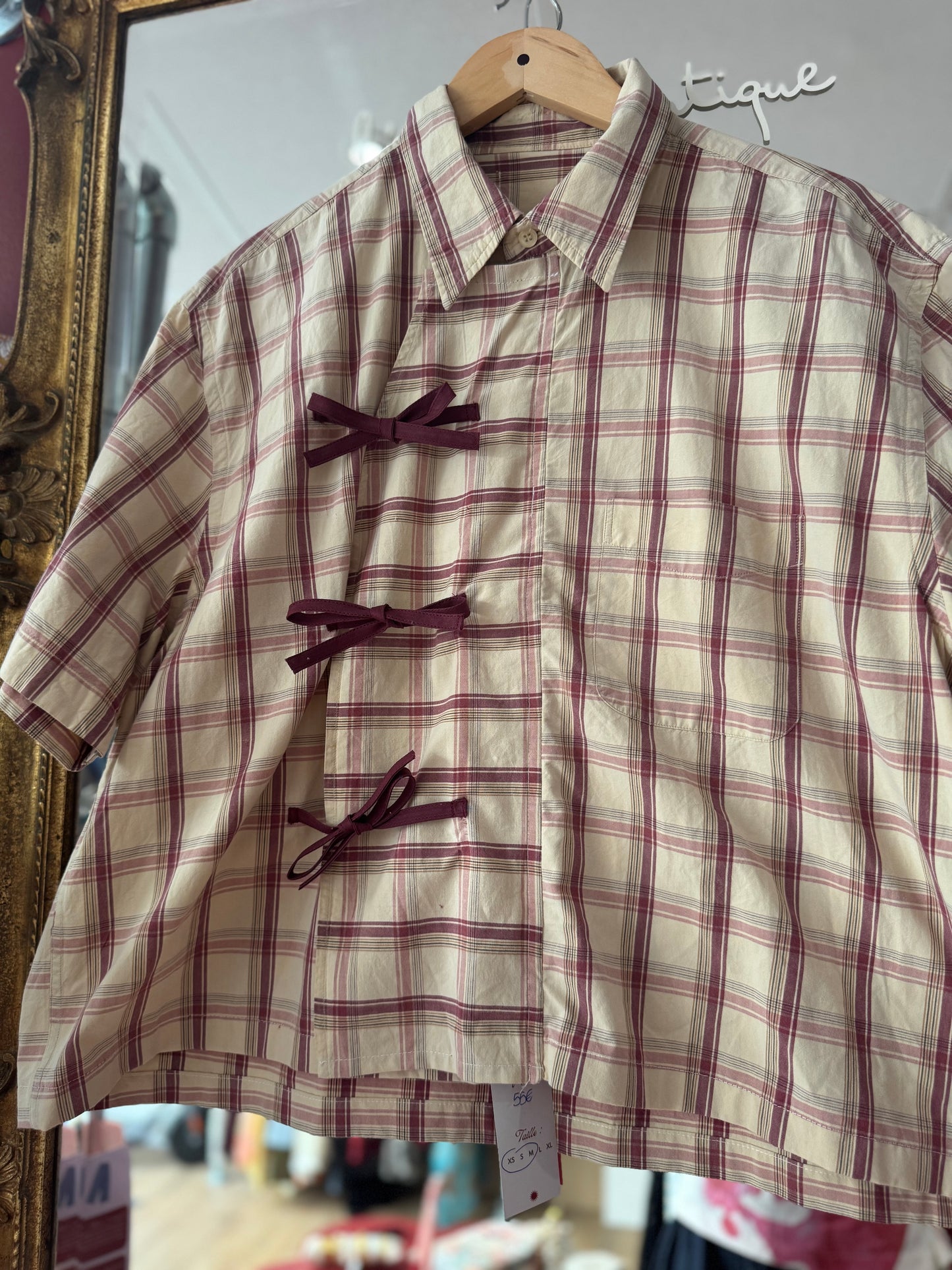 Chemise Coco - beige et bordeaux